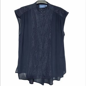 Simply Vera Wang Sheer Blouse Lace Detail Size M